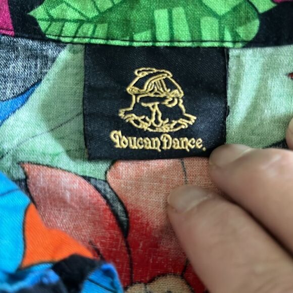 Toucan Dance by Fast Lane VTG Tropical camp Shirt Sharky’s on the Pier Venice - Picture 6 of 7